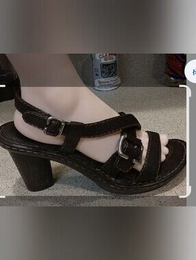 👍 Born Strappy Heels Sizel 9 /40.5 Brown.    A6